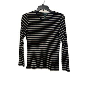 Ralph Lauren Black and Tan Striped Top